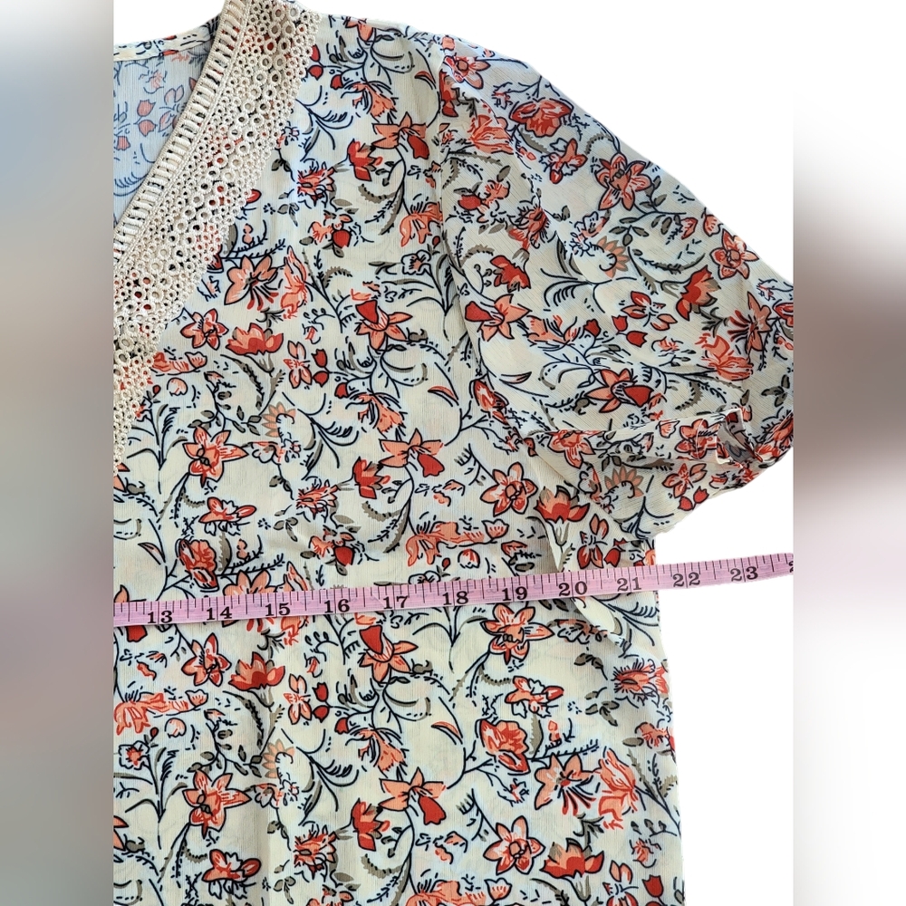 Boho Tops Blouses for Women V Neck Floral Summer Shirts Trendy Short Sleeve - Picture 5 of 14